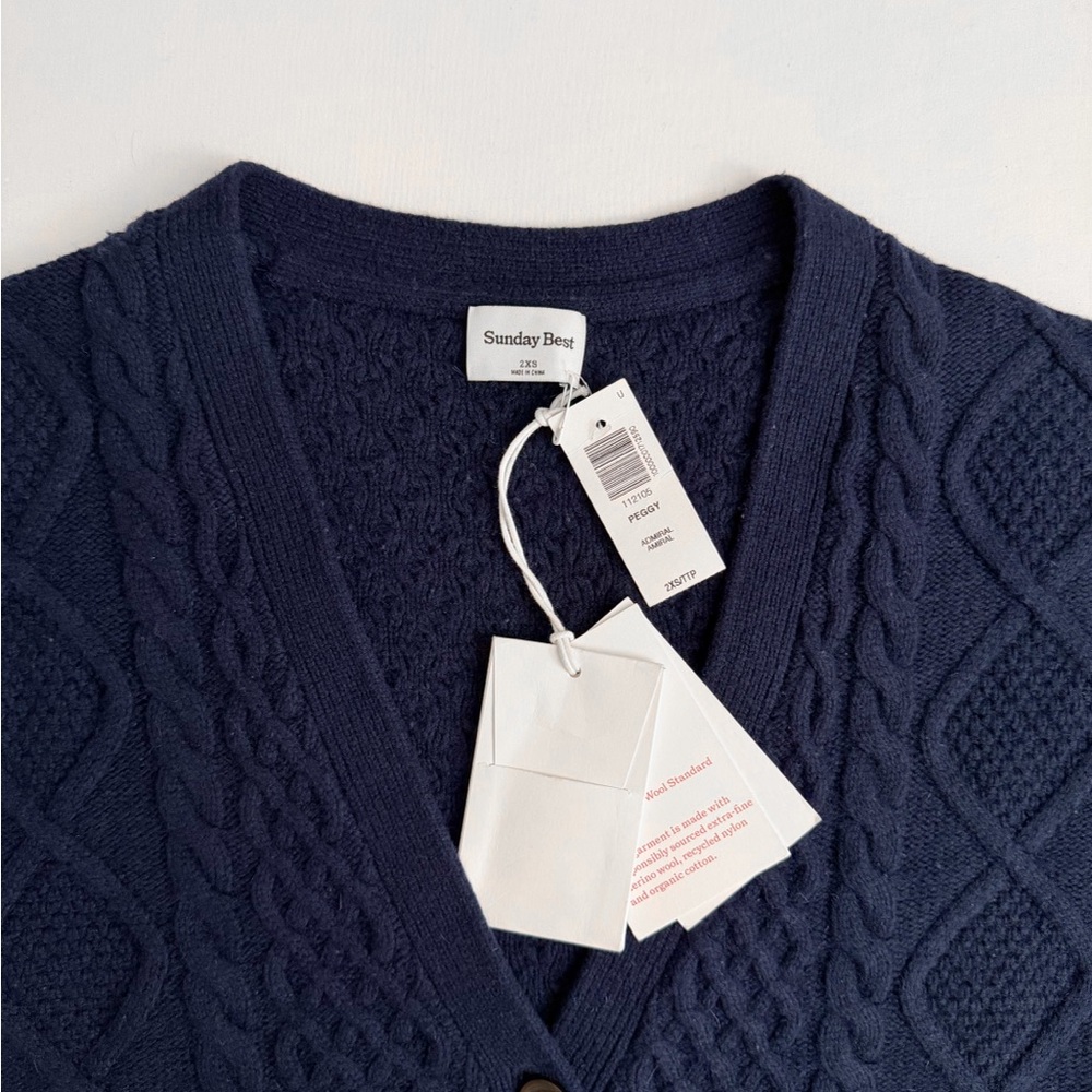 NWT Aritzia Sunday Best Peggy Cardigan in Admiral - Picture 6 of 8